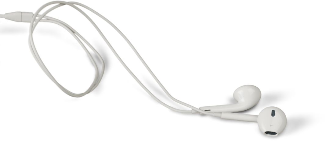 Wired White Earphones Isolated